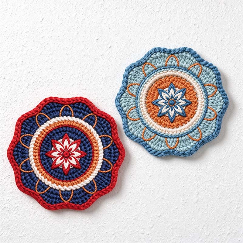 CouldNook Mandala Rubber Printed Table Mat - Knit Effect