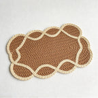 CouldNook Scalloped Paper Placemat - Woven Center And Looping Contrast Border