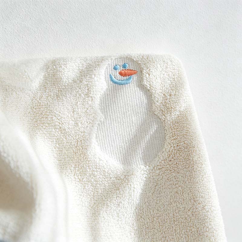 CouldNook Embroidered Cotton Towel - Illustrated Motifs And Contrast Edges