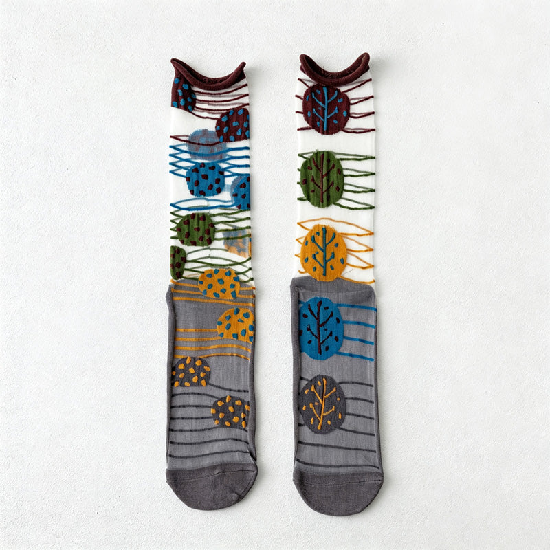 CouldNook Graphic Knee-High Socks-Knee High Length