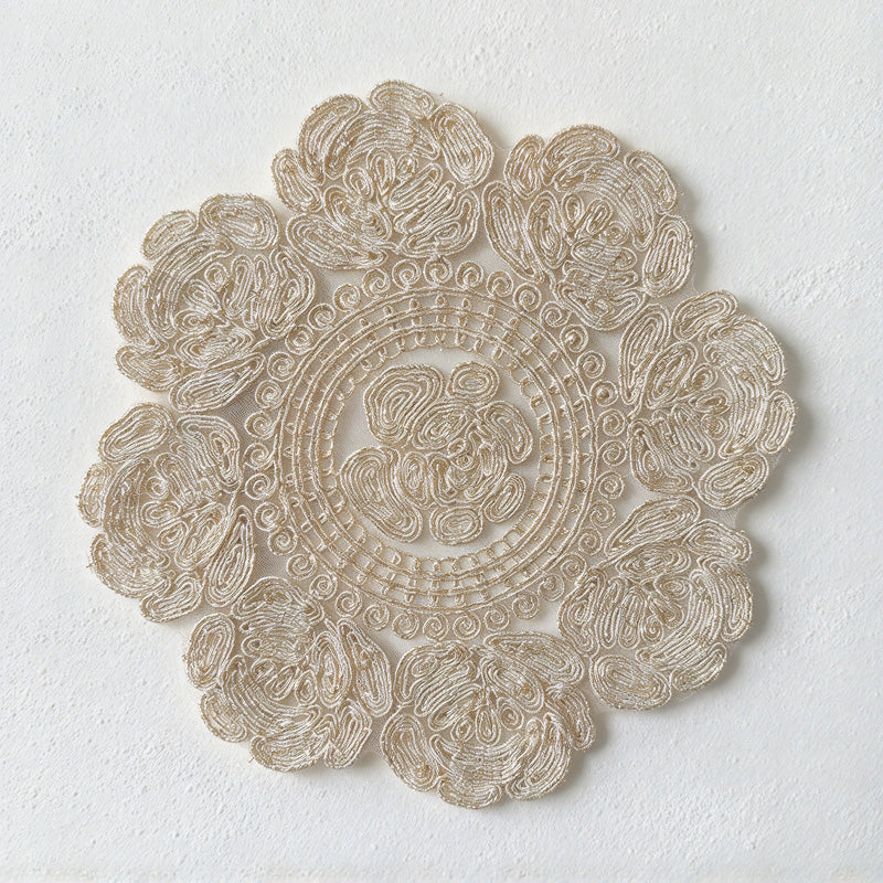 CouldNook Rose Table Mat - Sheer Mesh and Embroidered Floral Border