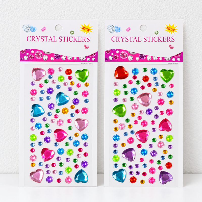 Gem Stickers - Faceted Hearts Stars and Floral Shapes