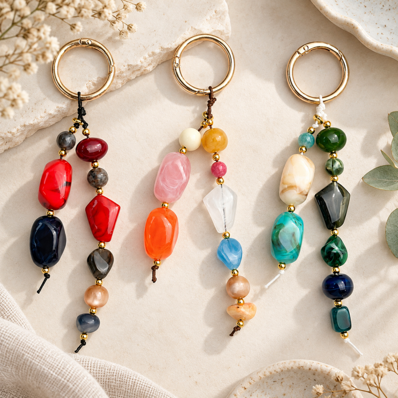 CouldNook Beaded Bag Charm - Mixed Shapes and Twin Hanging Strands