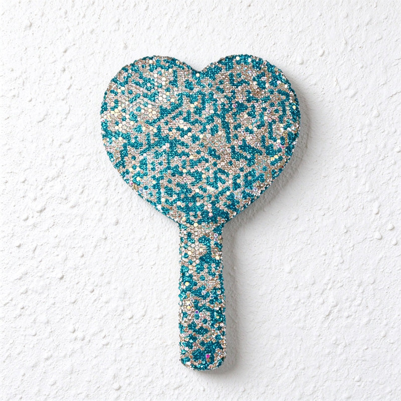 Rhinestone Hand Mirror in Round Heart and Square Designs