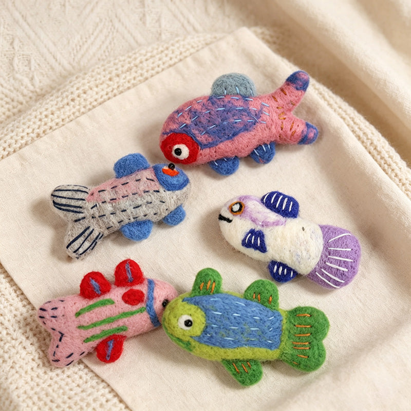 CouldNook Felt Look Fish Pin Brooch - Colorful Sweater Accent