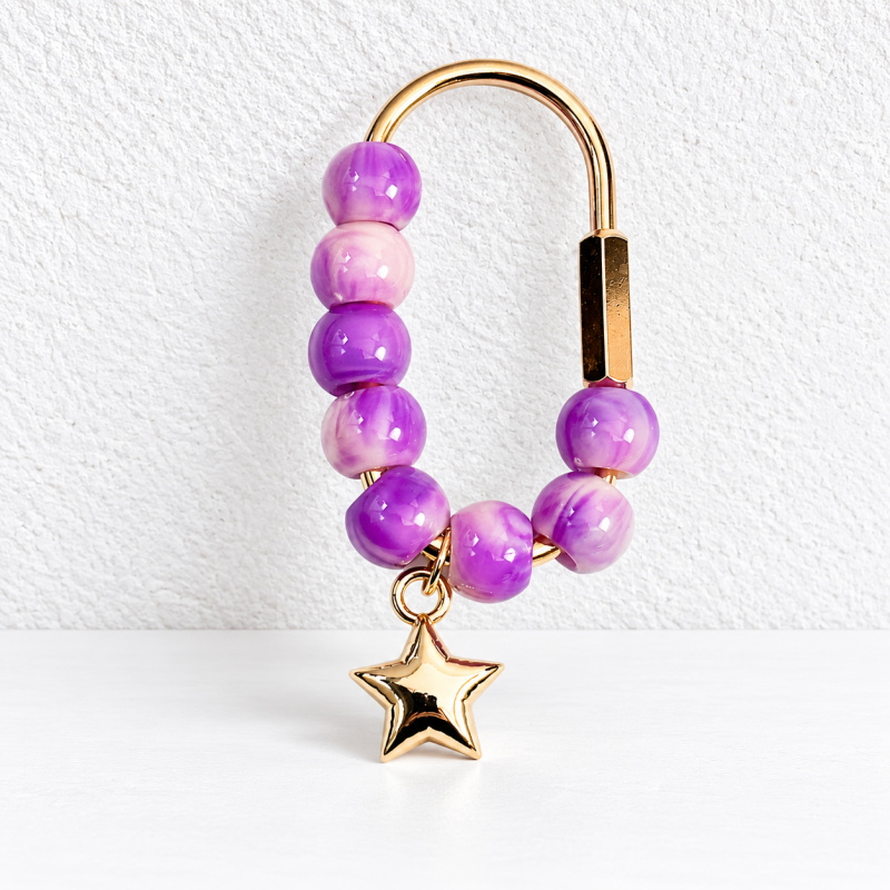 CouldNook Beaded Bag Clip - Oval Frame and Heart or Star Pendant