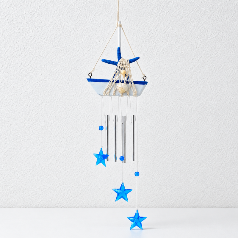 CouldNook Coastal Sailboat Wind Chime - Nautical Symbols And Suspended Charms