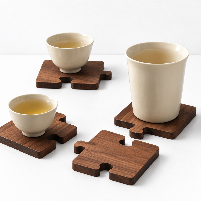 CouldNook Wooden Biscuit Coasters - Mixed Shapes and Woods