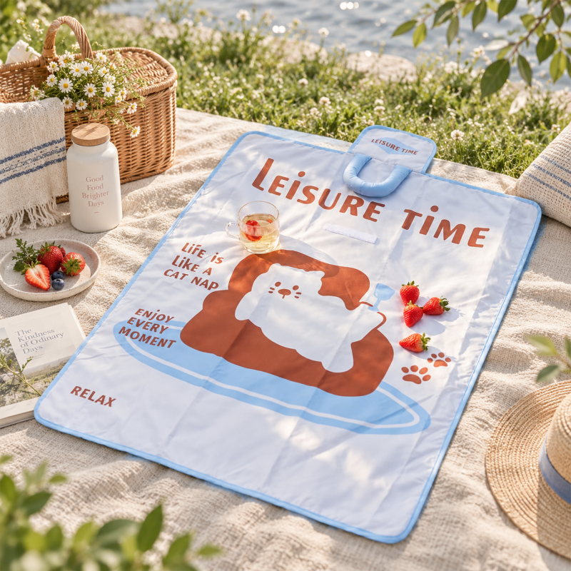CouldNook Cartoon Foldable Picnic Mat - Handled Outdoor Design