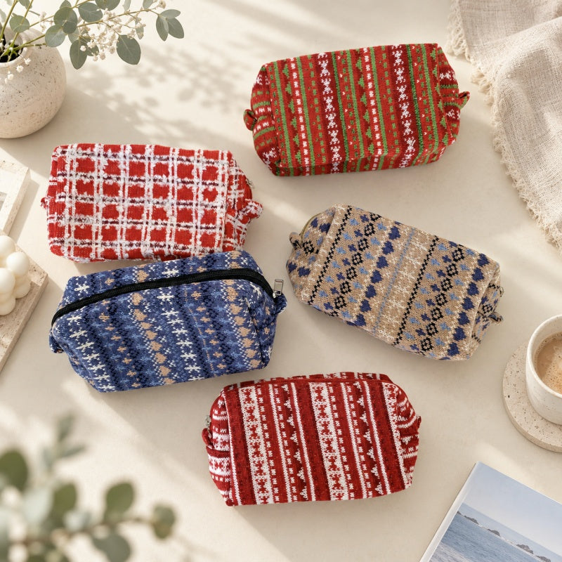 CouldNook Patterned Cosmetic Pouch - Winter Motifs and Zip Closure
