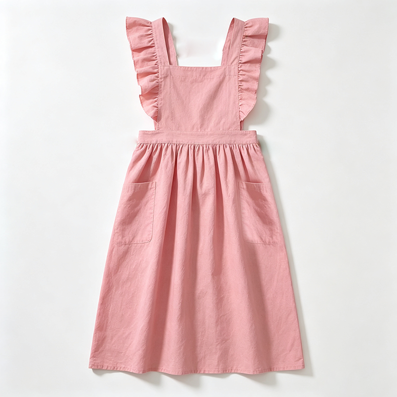 CouldNook Solid Ruffle Apron - Deep Tone Kitchen Pinafore