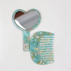CloudNook Heart Acetate Set‑Mirror And Hair Comb