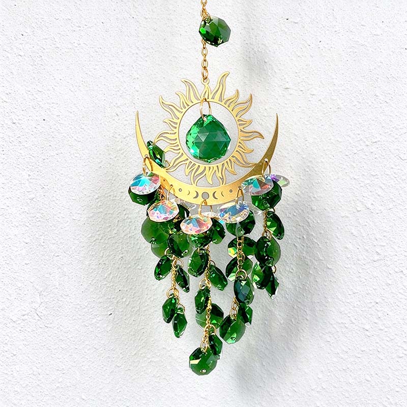 CouldNook Sun And Crescent Suncatcher - Radiating Frame And Suspended Beads