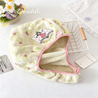 CouldNook Floral Hair Towel Wrap - Embroidered Button Fastening