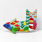 CouldNook Arrow Fridge Magnet - Raised Travel Motifs And Colorful Landmark Scenes