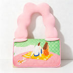 CouldNook Meadow Print Picnic Mat - Pink Carry Handle