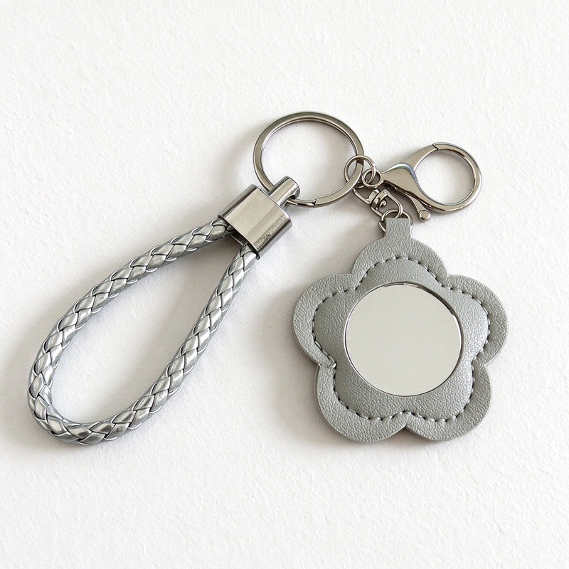 Flower Mirror Keychain with Braided Loop Strap