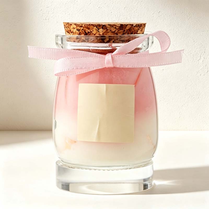 CouldNook Ribbon Jar Scented Candle - Pastel Wax And Textured Lid