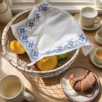 Embroidered Table Cloth with Red or Blue Border