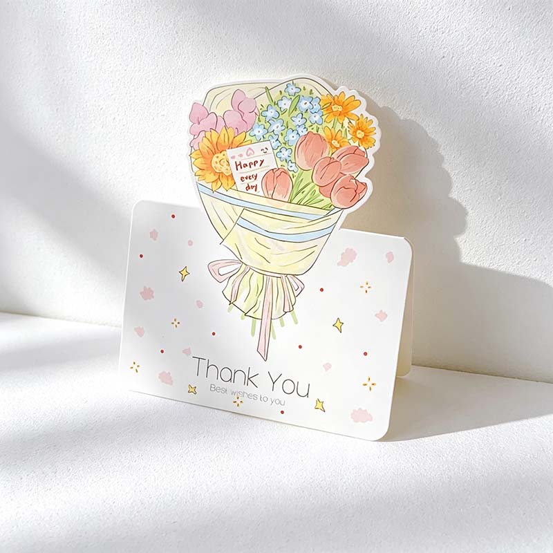 CouldNook Bouquet Thank You Card - Illustrated Flowers And Folded Base