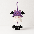 CouldNook Hat-Wearing Yarn Ghost Ornament - Dangling Themed Accent
