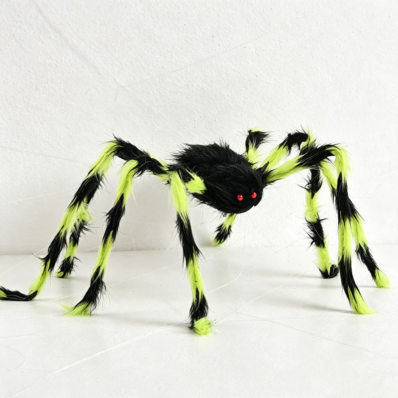 CouldNook Plush Fake Spider with Triangular Spider Web‑Halloween Prank Party Decoration Prop
