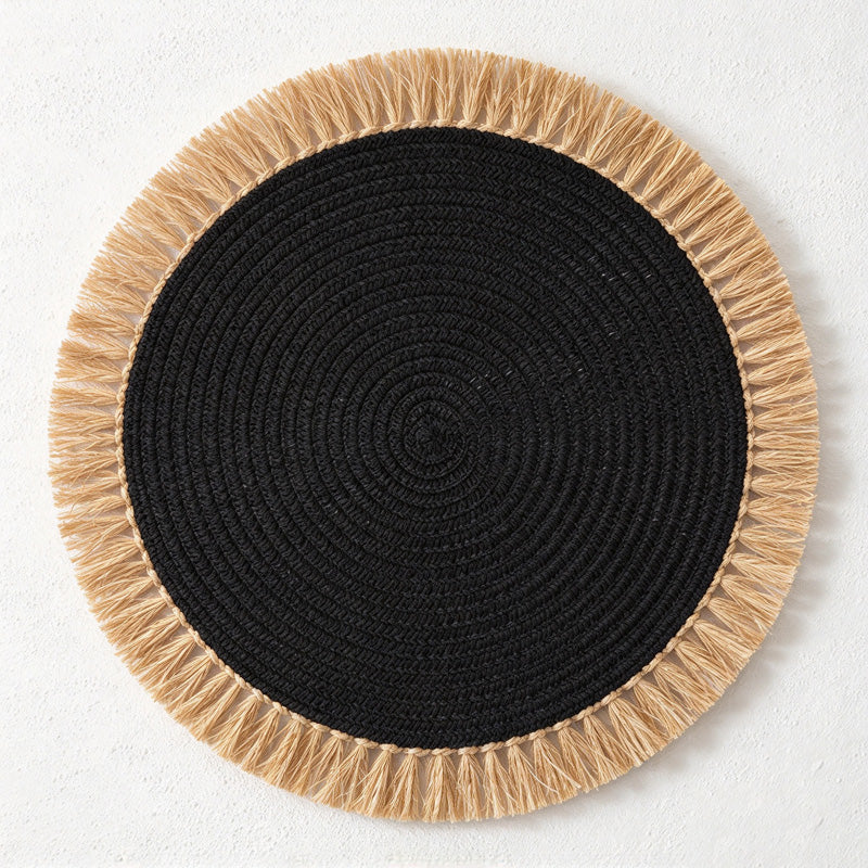 CouldNook Fringed Paper Placemat - Circular Weave And Radiating Border