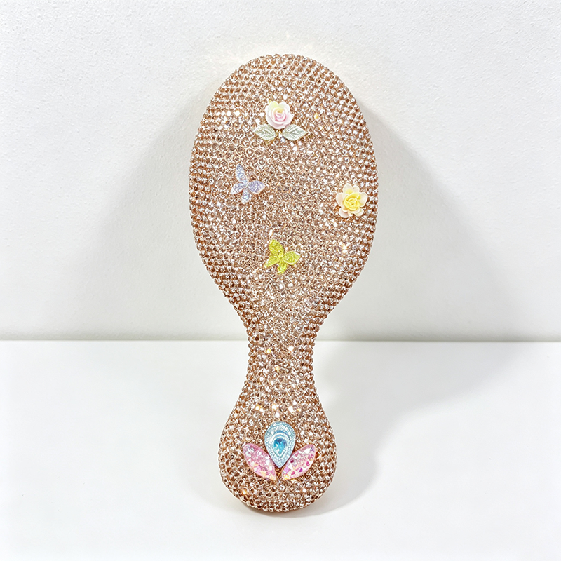 CouldNook Flower Stone Set Bamboo-Look Hair Brush - Handheld Grip Profile
