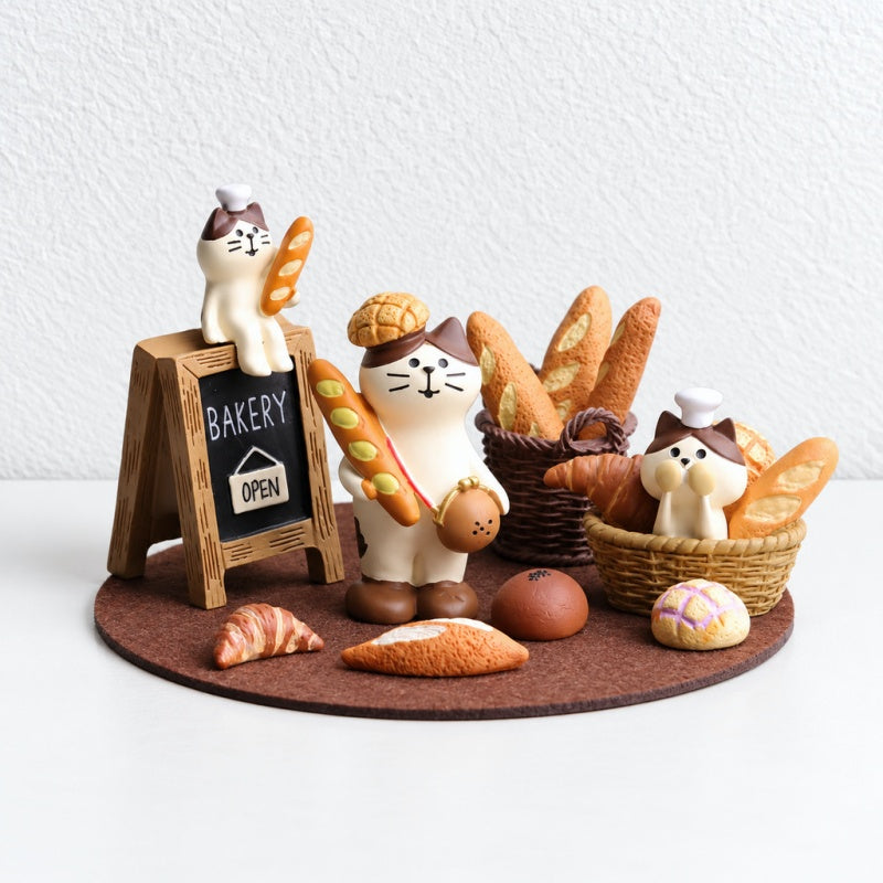 CouldNook Miniature Bakery Scene Decorations - Cats Bears And Tiny Furniture