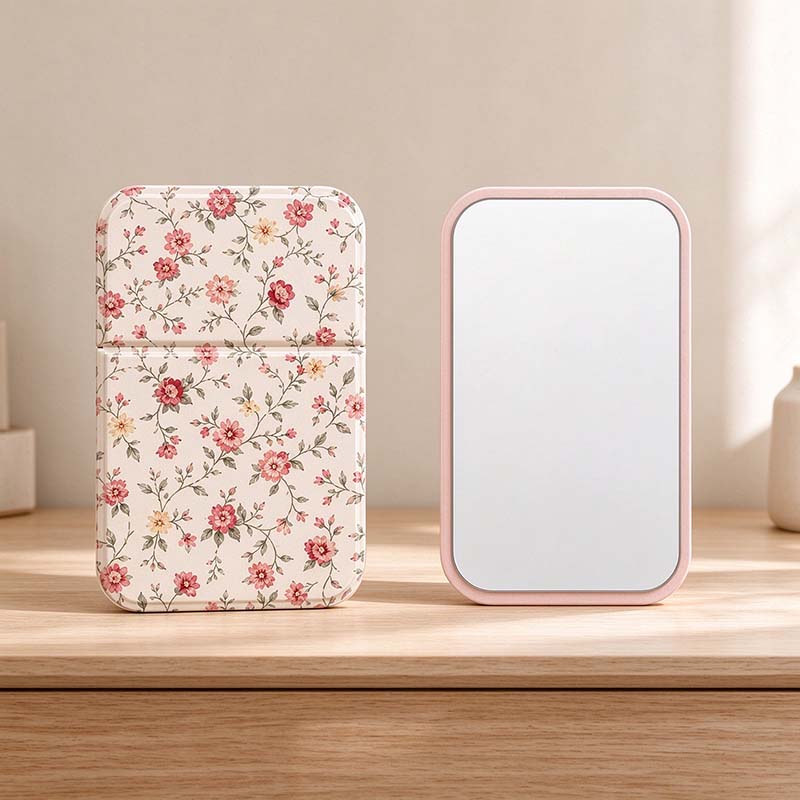 CouldNook Folding Pocket Mirror - Rounded Corners And Fold-Out Support