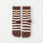 CouldNook Patterned Split-Toe Socks - Rabbit Motifs And Contrast Toe Sections