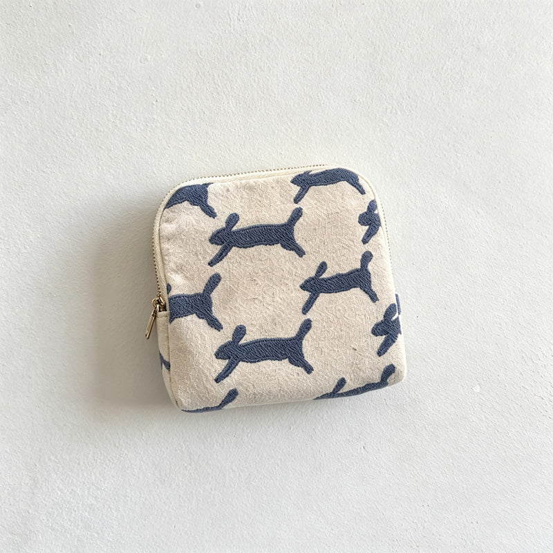 CloudNook Embroidered Cotton Linen Jewelry Pouch‑Travel Jewellery Case