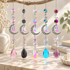 CouldNook Moon and Star Suncatcher - Crescent Frame And Teardrop Pendant