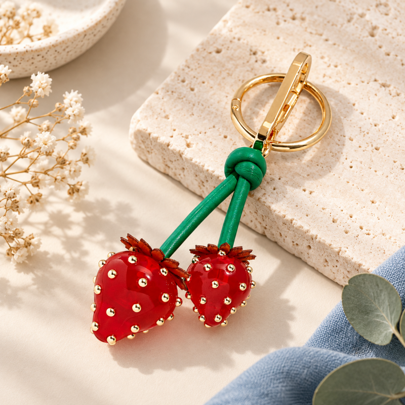 CouldNook Fruit Bag Charm - Strawberry Pair or Stacked Olive Designs