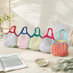 CouldNook Color‑Block Mesh Tote Bag‑Sweet Fresh Style Grid Net Handbag