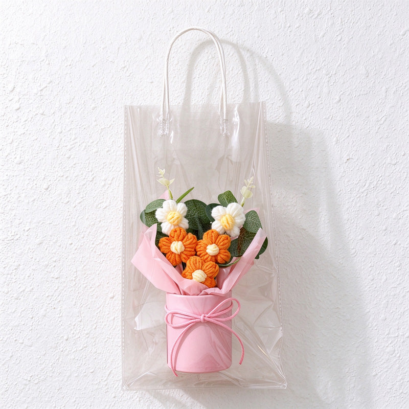 Crochet Flower Arrangement in Pink Display Base