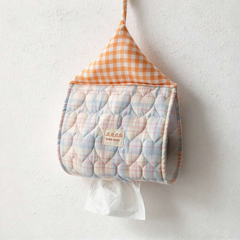 CouldNook House Shaped Hanging Tissue Holder - Checked Roof And Loop