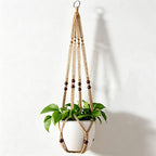 CouldNook Knotted Plant Hanger - Beaded Hanging Pot Holder (0731谭琪-MK2BLCR6H13HOB159)-OK