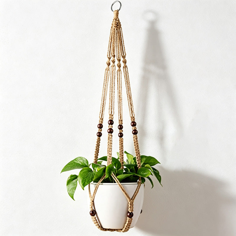 CouldNook Knotted Plant Hanger - Beaded Hanging Pot Holder (0731谭琪-MK2BLCR6H13HOB159)-OK