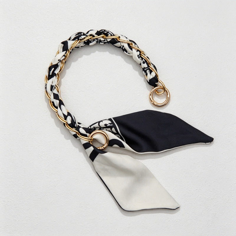 CouldNook Monochrome Scarf Phone Wrist Strap - Neutral Bow Loop