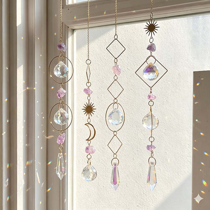 CouldNook Amethyst Crystal Suncatcher Decorative - Crescent Moon Design