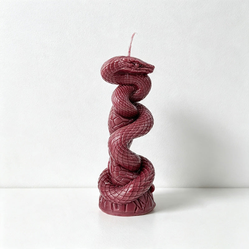 CouldNook Serpent‑Sculpted Scented Pillar Candle‑Vintage Halloween Decor
