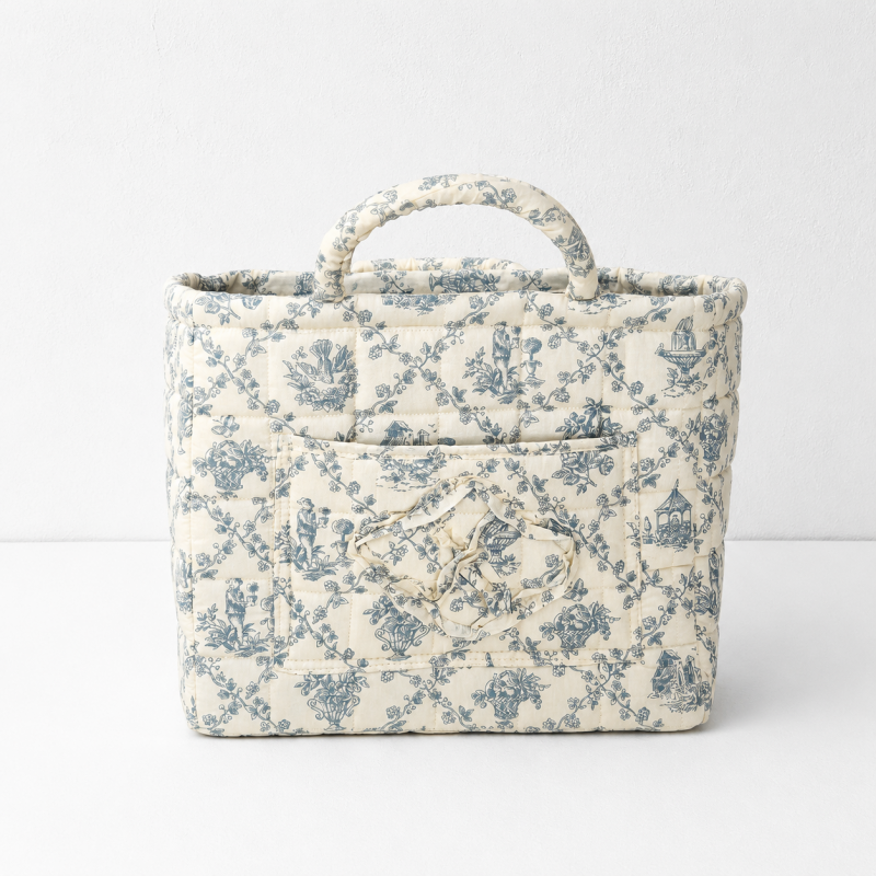 CouldNook Quilted Storage Basket - Floral Prints and Carry Handles
