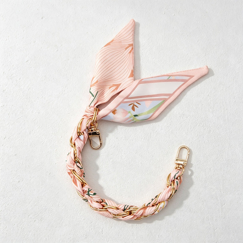 CloudNook Silk Scarf Phone Wrist Strap‑Braided Anti‑Lost Lanyard