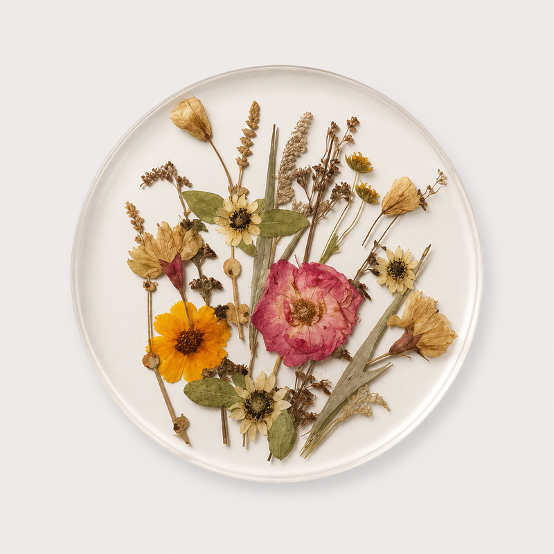 CouldNook Transparent Acrylic Flower Coaster - Tabletop Home Accent