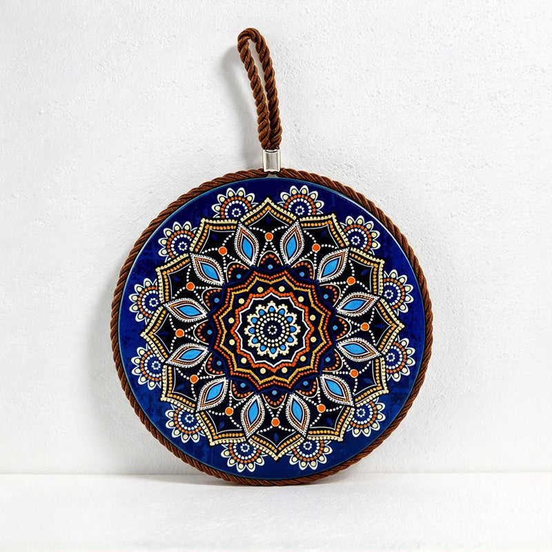 CouldNook Patterned Ceramic Coaster - Round Motifs and Cord-Edged Trivets