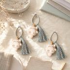 CouldNook Fake Wooden Cat Keychain - Boho Tassel Pendant