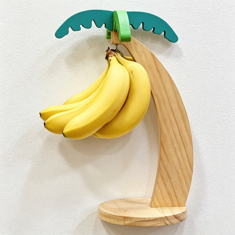 CouldNook Wooden Banana Hanger - Leaf Top Counter Stand