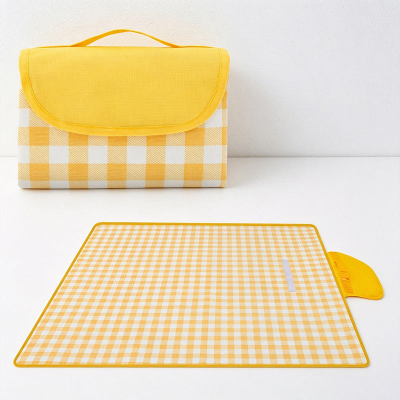 CouldNook Gingham Foldable Picnic Mat - Attached Carry Flap