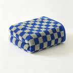 CouldNook Checkerboard Cotton Face Towel - Contrasting Jacquard Woven Squares